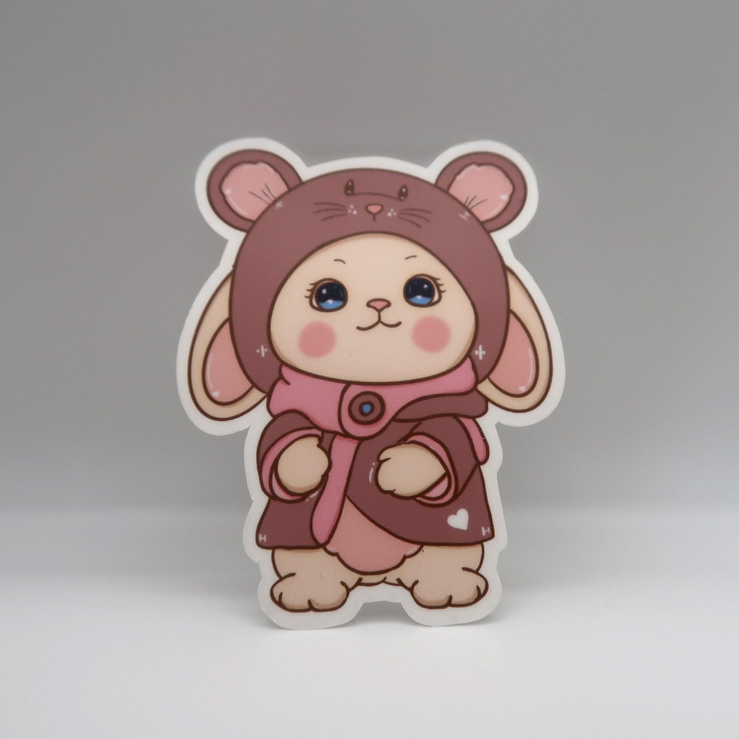 Bunny Mouse Glitter Die Cut Sticker