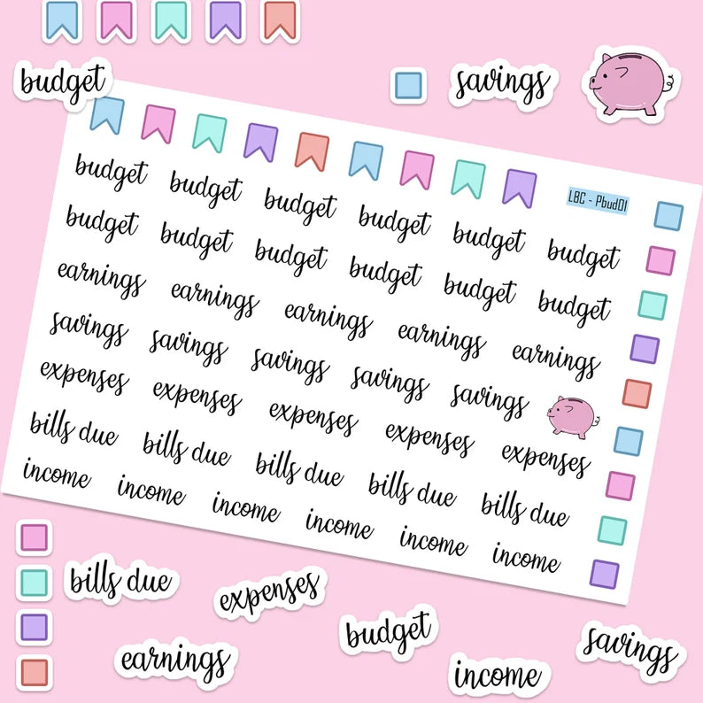 Planner Stickers budget, expenses