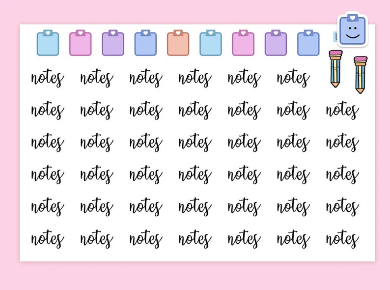 Notes Planner Sticker Sheet