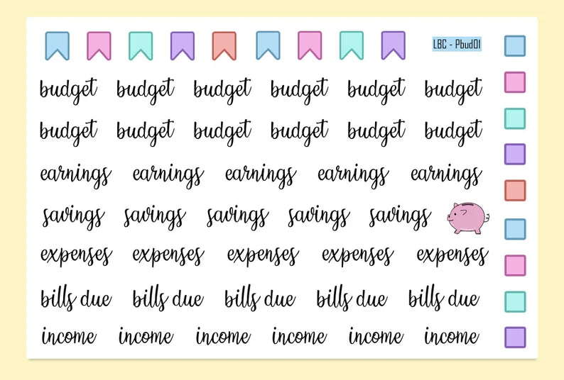 Planner Stickers budget, expenses