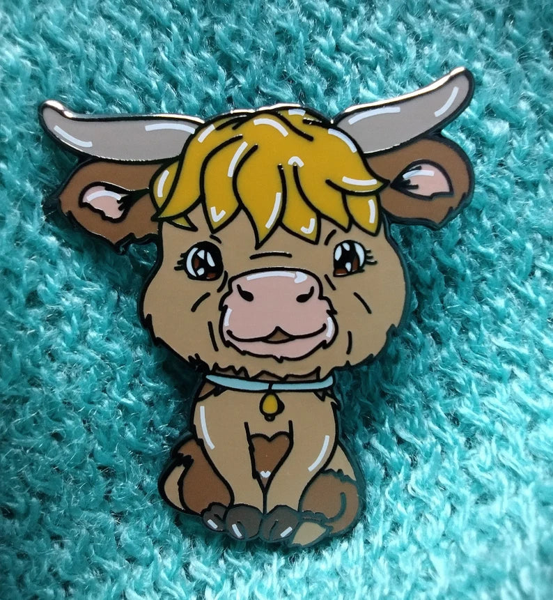 Huey the Highland Cow Pin