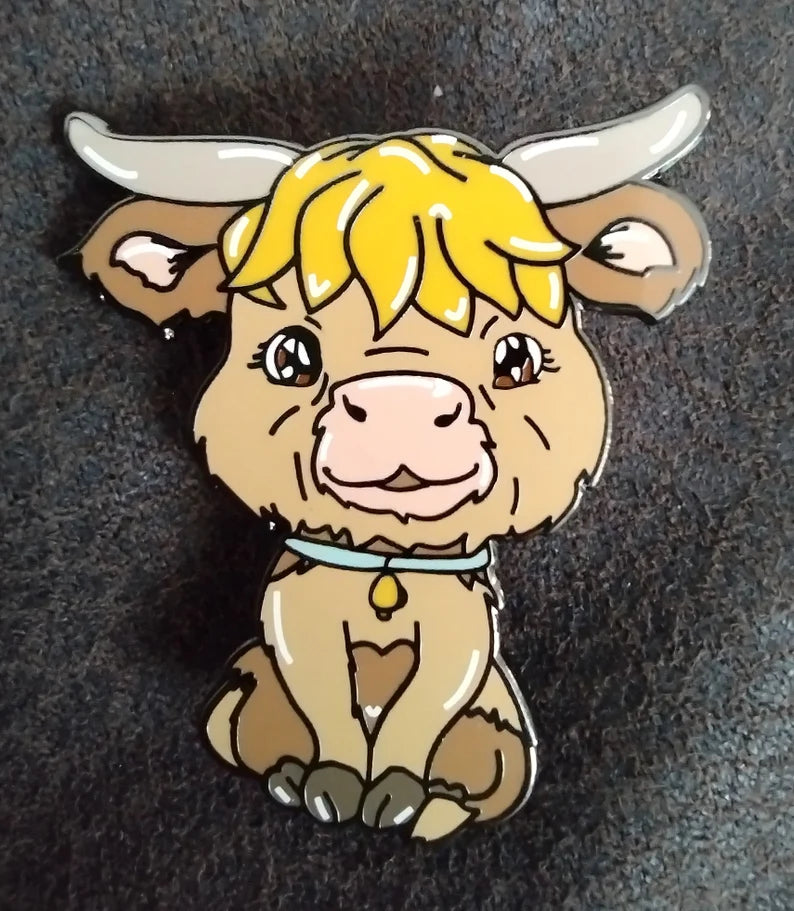 Huey the Highland Cow Pin