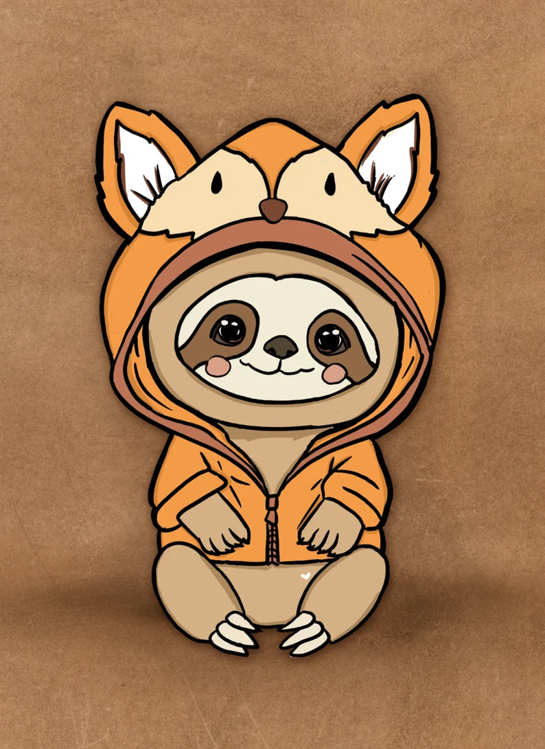 BONUS SLOTHY FOX Postcard Print