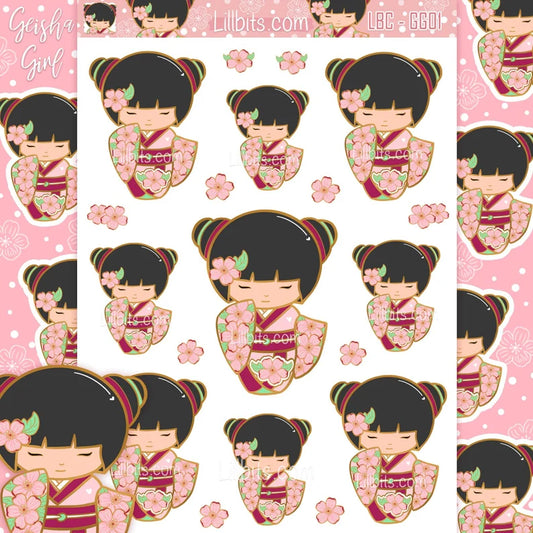 A6 Geisha Girl Sticker Sheet