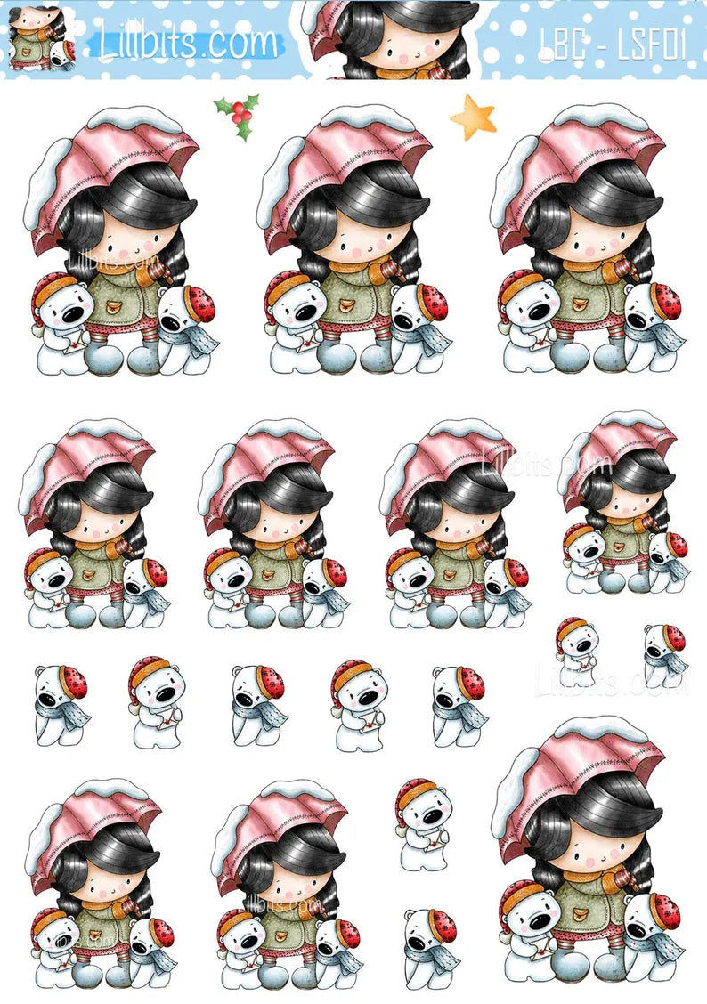 A6 Lill Snowbear Friends Sticker Sheet