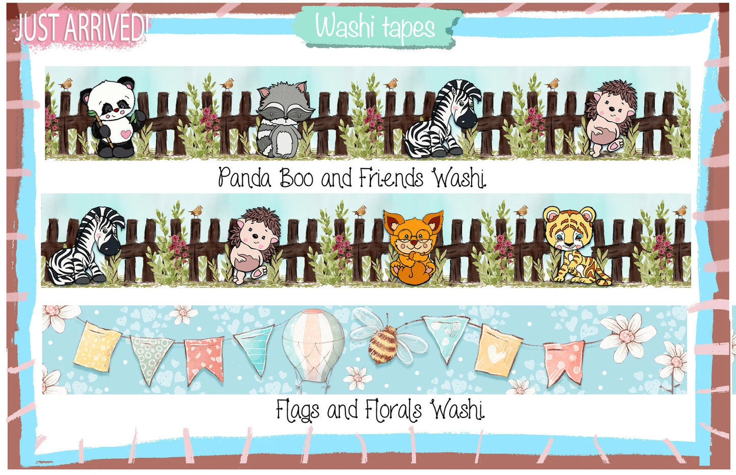 Panda Boo and Friends Washi