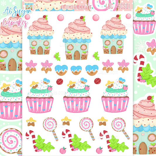 A6 Sugar Cupcakes Sticker Sheet