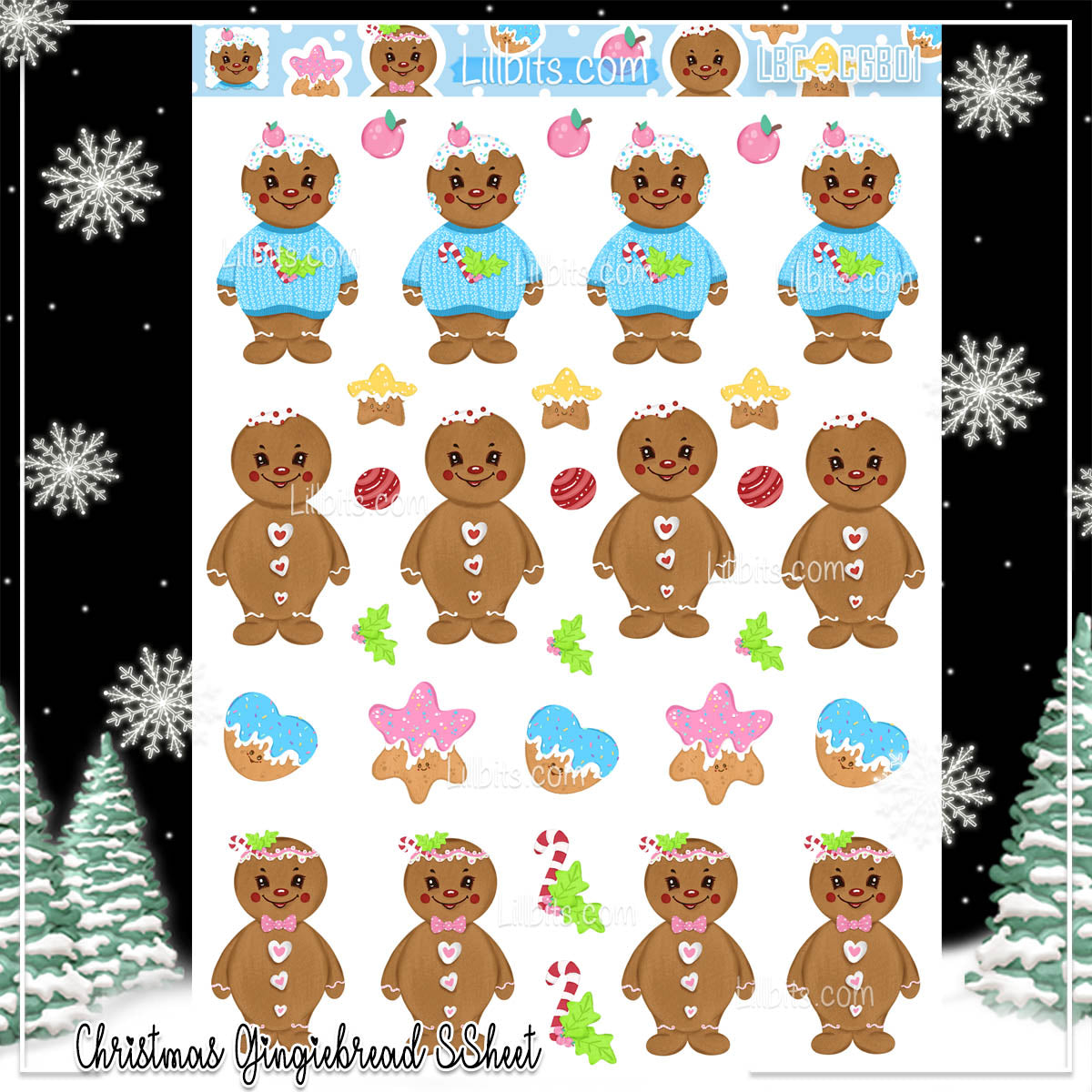 Christmas Gingiebread Sticker Sheet