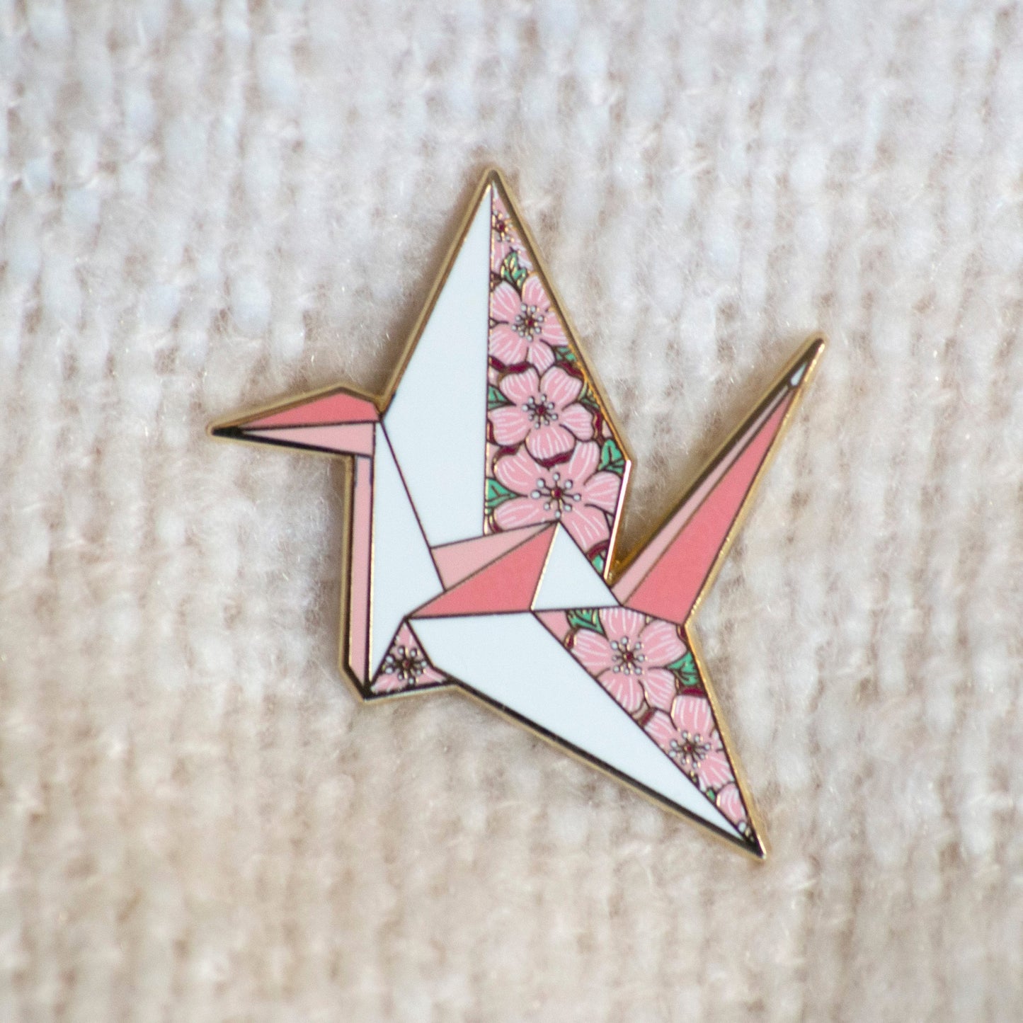 Sakura Crane Enamel Pin