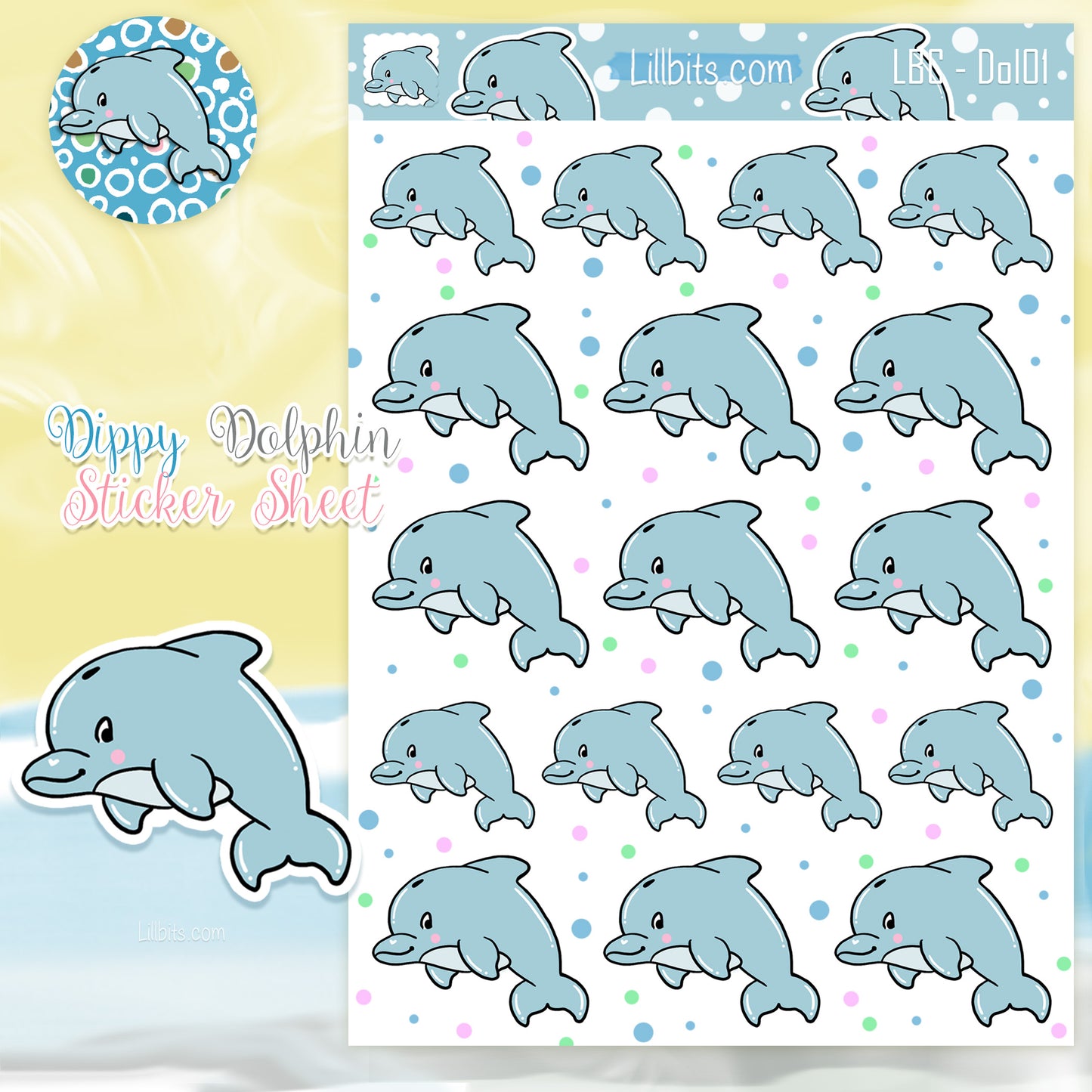 Lill Dolphin Sticker Sheet - A6