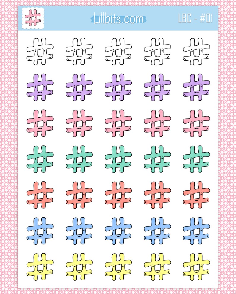 Hashtag planner stickers