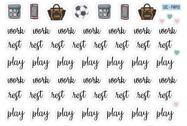 Work, Rest and Play stickers