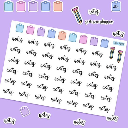 Notes Planner Sticker Sheet