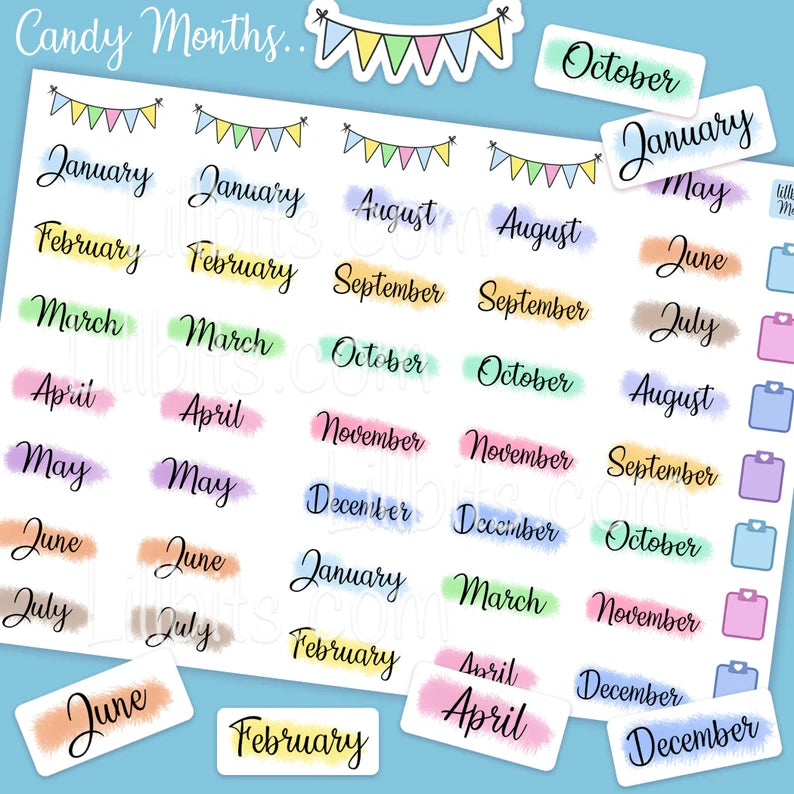 Candy Months Planner Stickers