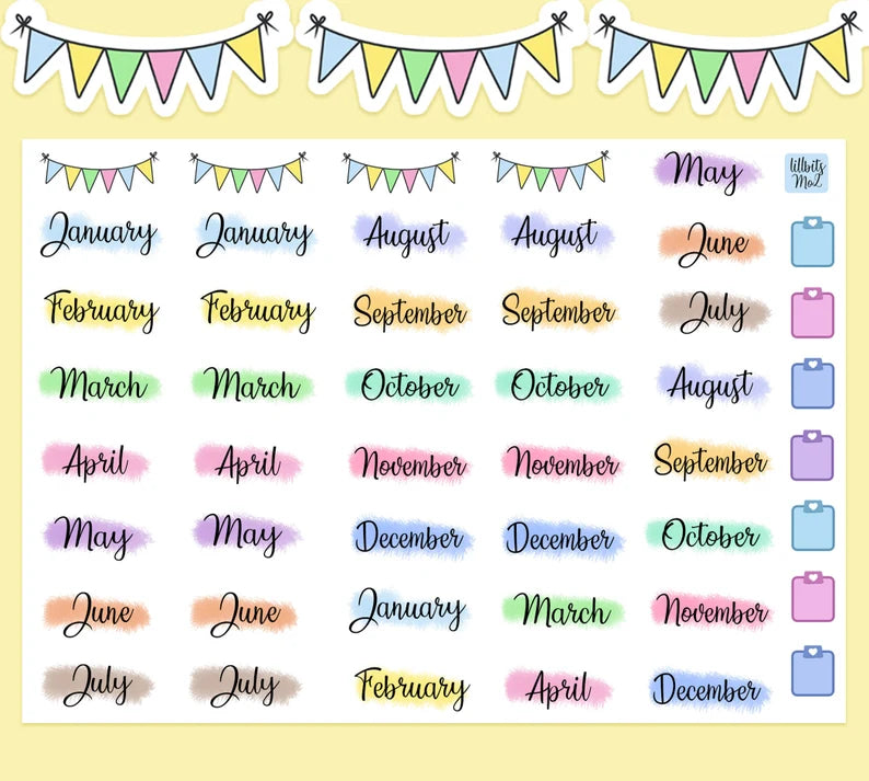 Candy Months Planner Stickers