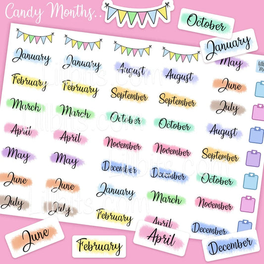 Candy Months Planner Stickers