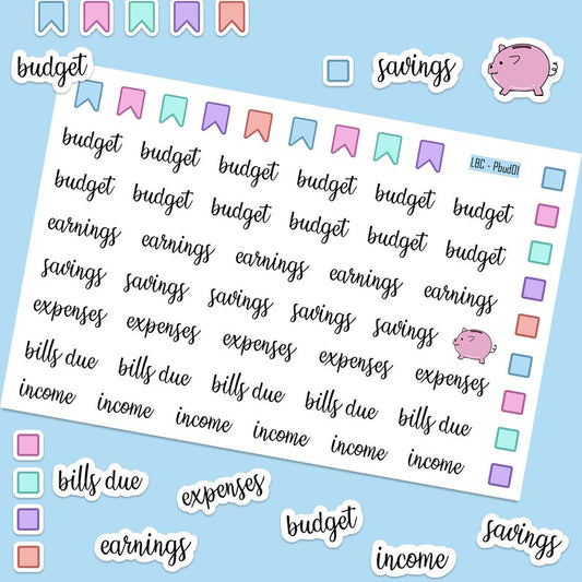 Planner Stickers budget, expenses