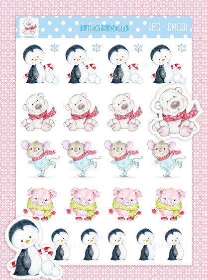 A6 Christmas Cuties Sticker Sheet