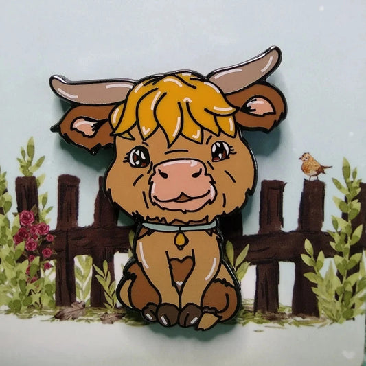 Huey the Highland Cow Pin