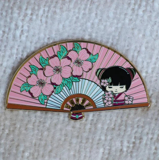 Geisha Fan Enamel Pin