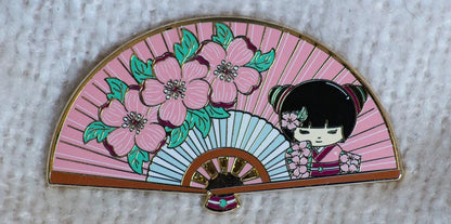 Geisha Fan Enamel Pin