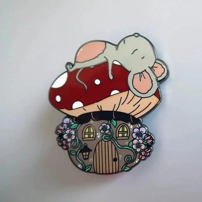 Mouse Shrooms Enamel Pin