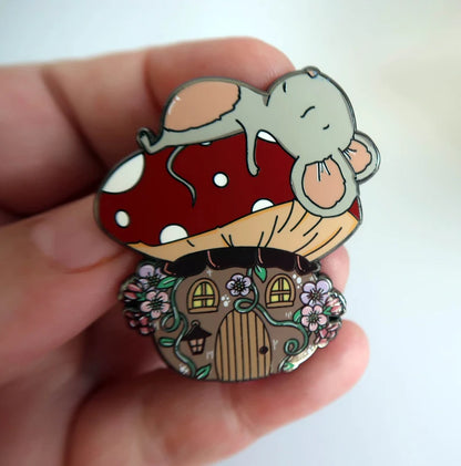 Mouse Shrooms Enamel Pin