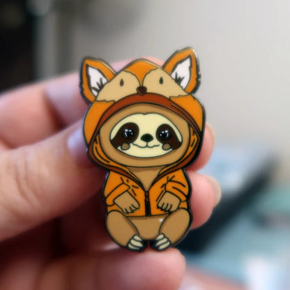 Slothy Fox Enamel Pin