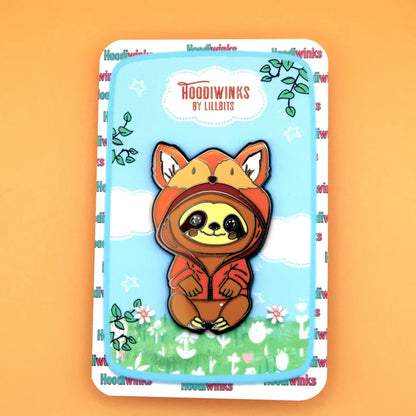 Slothy Fox Enamel Pin