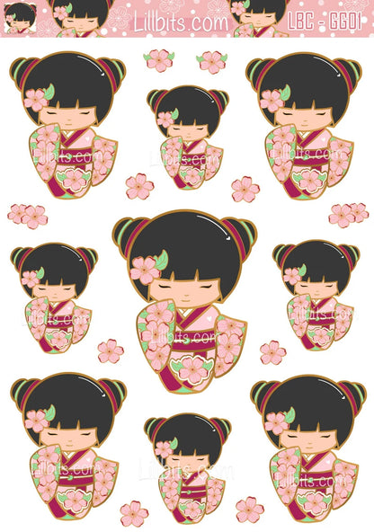 A6 Sticker Sheet - Geisha Girl