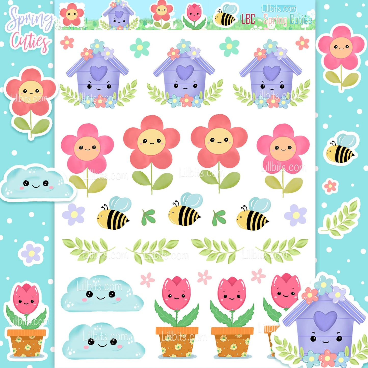 A6 Spring Cuties Sticker Sheet