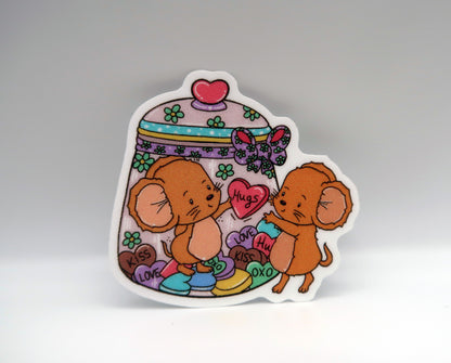 Jar of Hugs Mice Die Cut Sticker