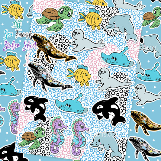 Lill Sea Friends A6 Sticker Sheet