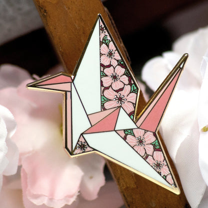 Sakura Crane Enamel Pin