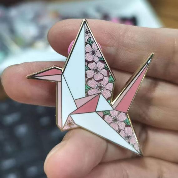 Sakura Crane Enamel Pin