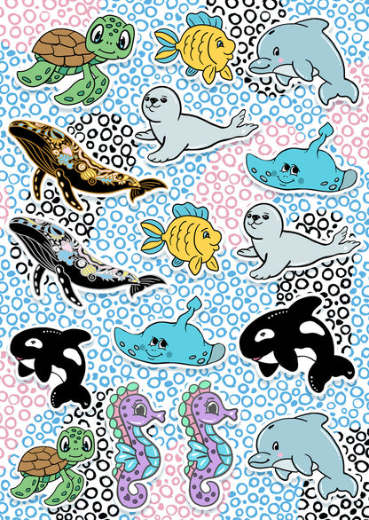 Lill Sea Friends A6 Sticker Sheet